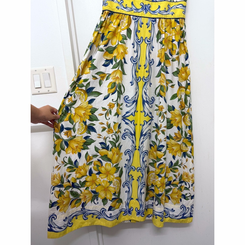 NWT Farm Rio Sicily Scarf Lemon Print Maxi Dress Yellow Fruit Flutter Sleeve M - Picture 11 of 12
